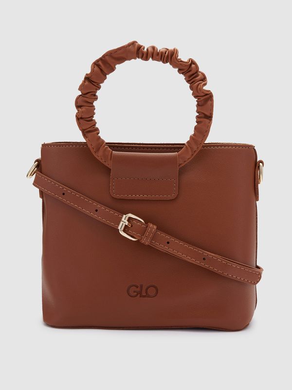 Globus Women Tan Solid Vegan Leather Sling Bag
