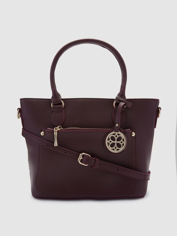 Globus Women Maroon Solid Vegan Leather Sling Bag
