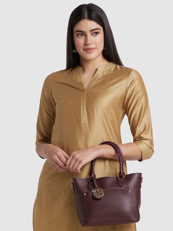 Globus Women Maroon Solid Vegan Leather Sling Bag