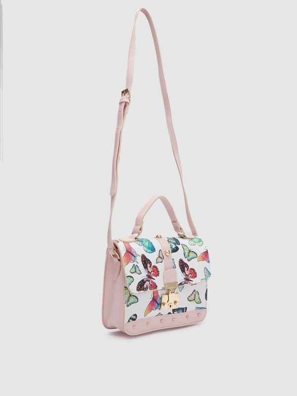 Globus Women Nude Printed Vegan Leather Sling Bag