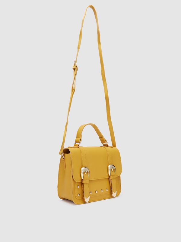 Globus Women Mustard Solid Vegan Leather Sling Bag