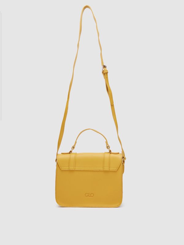Globus Women Mustard Solid Vegan Leather Sling Bag