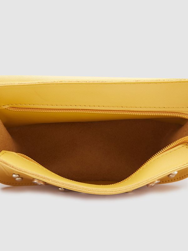 Globus Women Mustard Solid Vegan Leather Sling Bag
