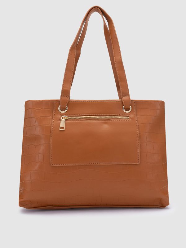 Globus Women Tan Solid Vegan Leather Handheld Bag