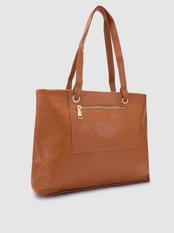 Globus Women Tan Solid Vegan Leather Handheld Bag