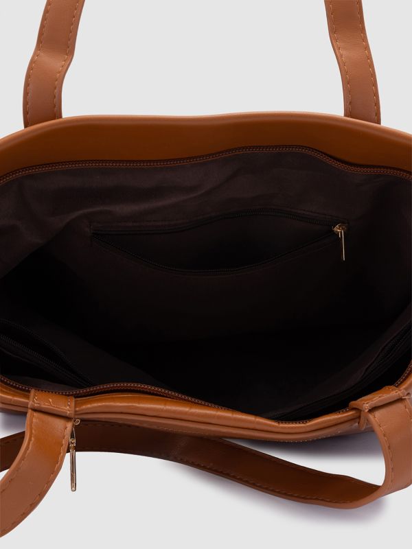 Globus Women Tan Solid Vegan Leather Handheld Bag