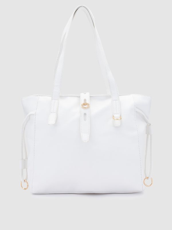 Globus Women White Solid Vegan Leather Handheld Bag