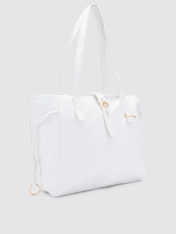 Globus Women White Solid Vegan Leather Handheld Bag