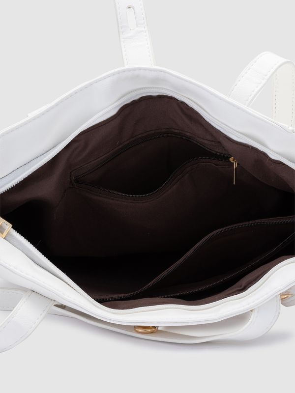 Globus Women White Solid Vegan Leather Handheld Bag