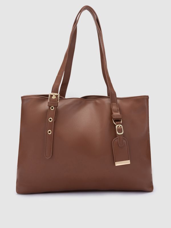 Globus Women Brown Solid Vegan Leather Handheld Bag