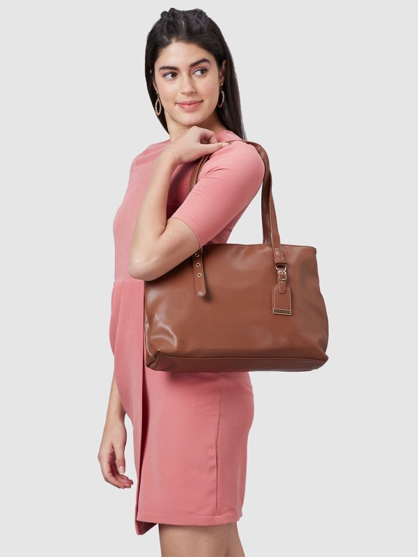Globus Women Brown Solid Vegan Leather Handheld Bag