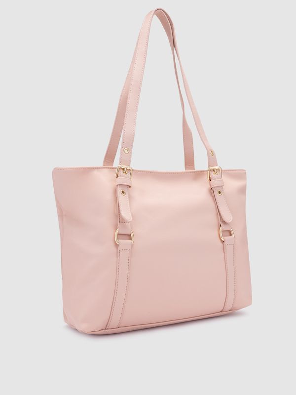 Globus Women Nude Solid Vegan Leather Handheld Bag