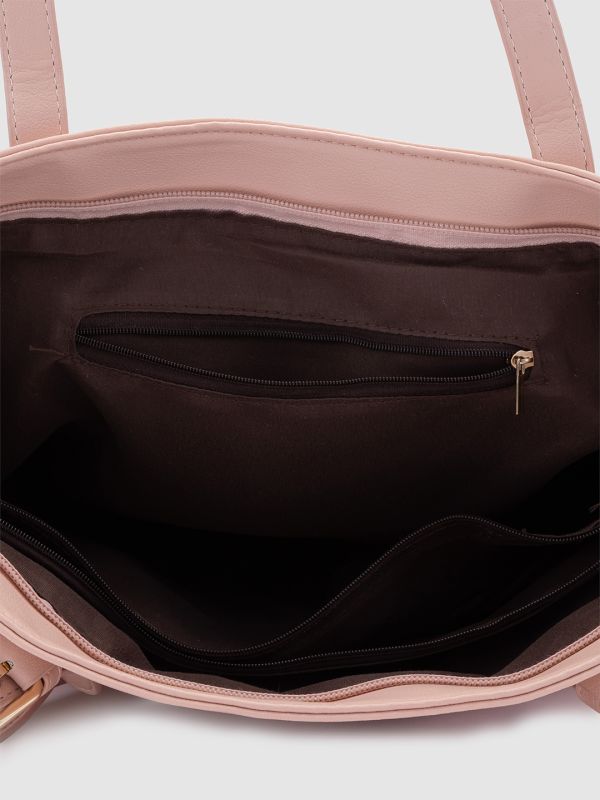 Globus Women Nude Solid Vegan Leather Handheld Bag