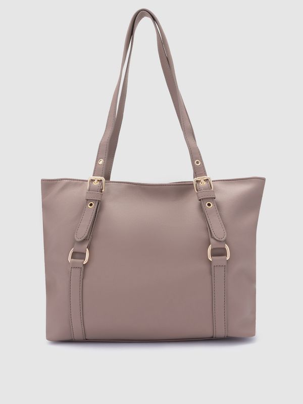 Globus Women Taupe Solid Vegan Leather Handheld Bag