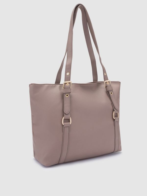 Globus Women Taupe Solid Vegan Leather Handheld Bag