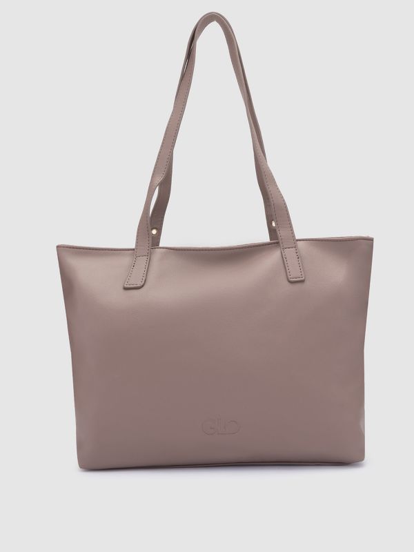 Globus Women Taupe Solid Vegan Leather Handheld Bag