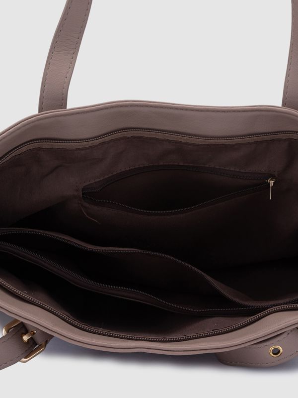 Globus Women Taupe Solid Vegan Leather Handheld Bag