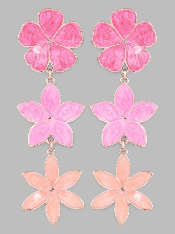 Globus Women Rose Gold-Plated Floral Drop Earrings