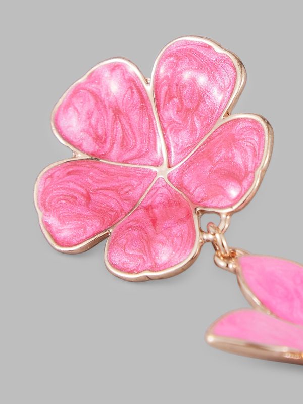 Globus Women Rose Gold-Plated Floral Drop Earrings