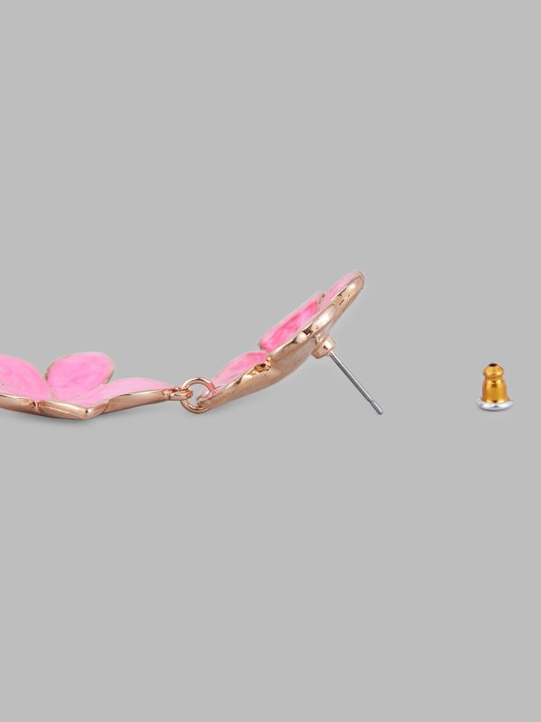 Globus Women Rose Gold-Plated Floral Drop Earrings