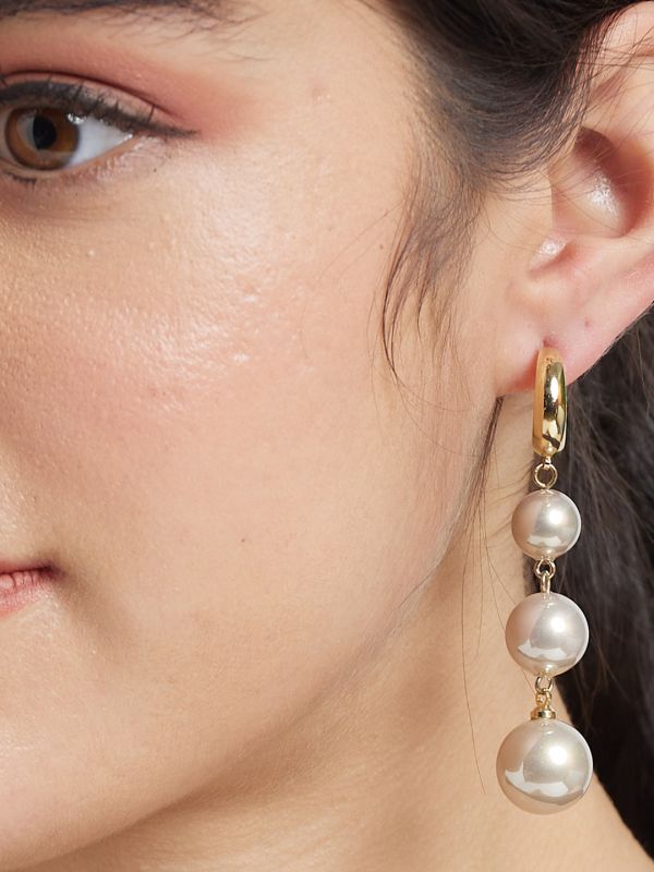 Globus Women Gold-Plated Spherical Drop Earrings