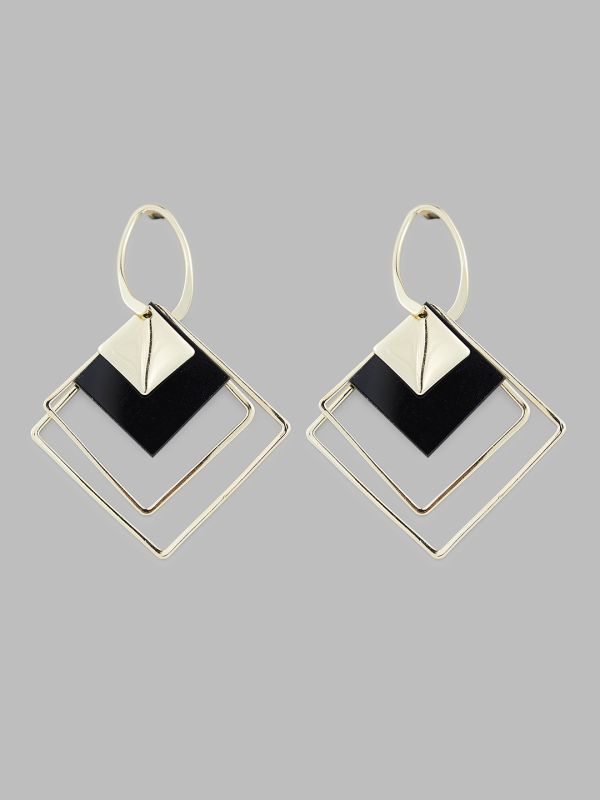 Globus Women Gold-Plated Square Drop Earrings