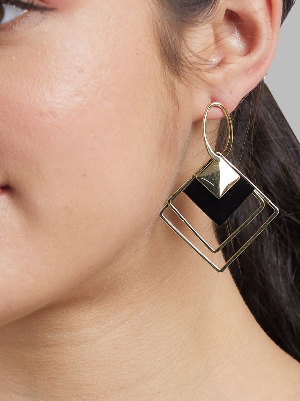 Globus Women Gold-Plated Square Drop Earrings