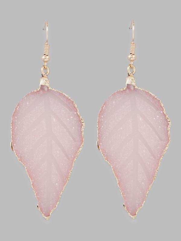 Globus Women Gold-Plated Leaf Shaped Drop Earrings