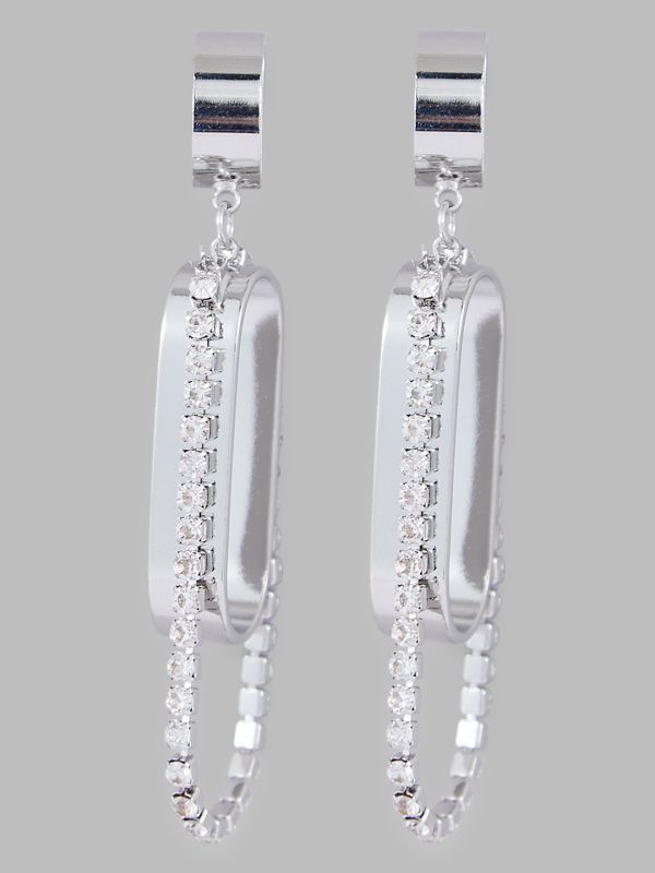 Globus Women Silver-Plated Geometric Drop Earrings