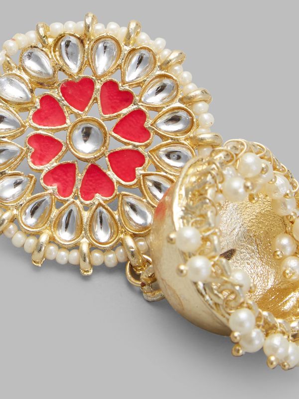 Globus Women Gold-Plated Dome Shaped Ethnic Jhumkas