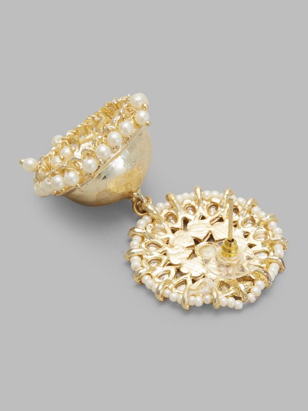 Globus Women Gold-Plated Dome Shaped Ethnic Jhumkas
