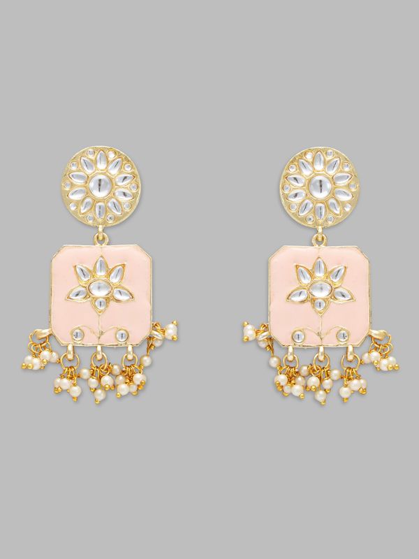 Globus Women Gold-Plated Geometric Ethnic Jhumkas