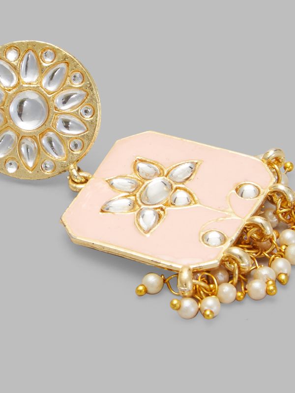 Globus Women Gold-Plated Geometric Ethnic Jhumkas