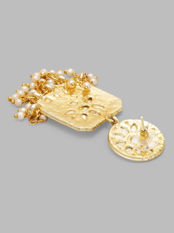 Globus Women Gold-Plated Geometric Ethnic Jhumkas