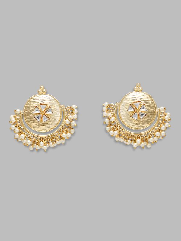 Globus Women Gold-Plated Circular Ethnic Jhumkas