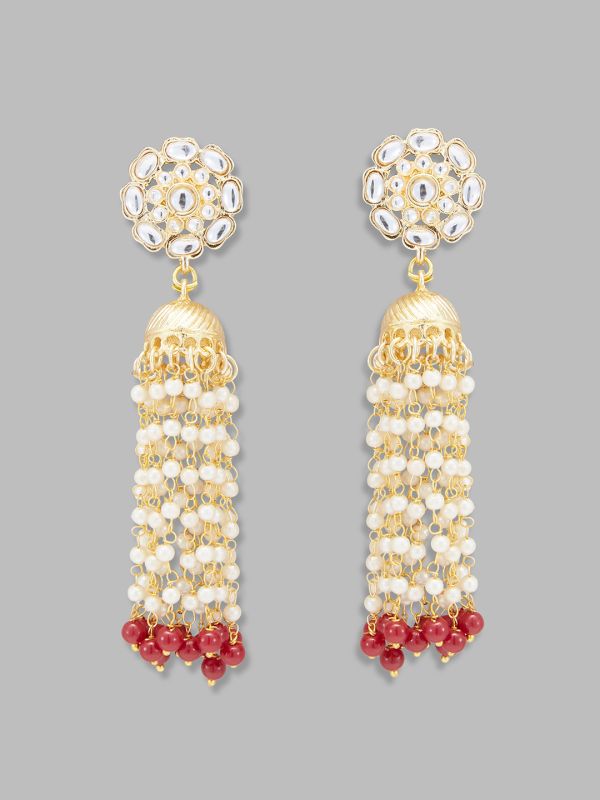 Globus Women Gold-Plated Dome Shaped Ethnic Jhumkas