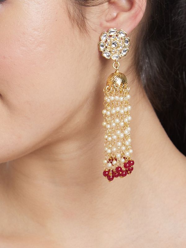 Globus Women Gold-Plated Dome Shaped Ethnic Jhumkas