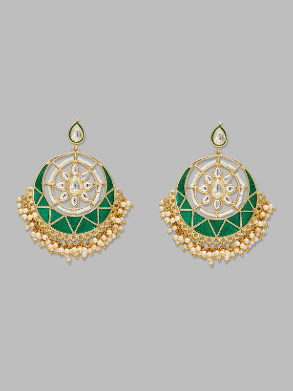 Globus Women Gold-Plated Circular Ethnic Jhumkas