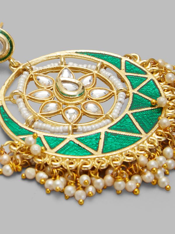 Globus Women Gold-Plated Circular Ethnic Jhumkas