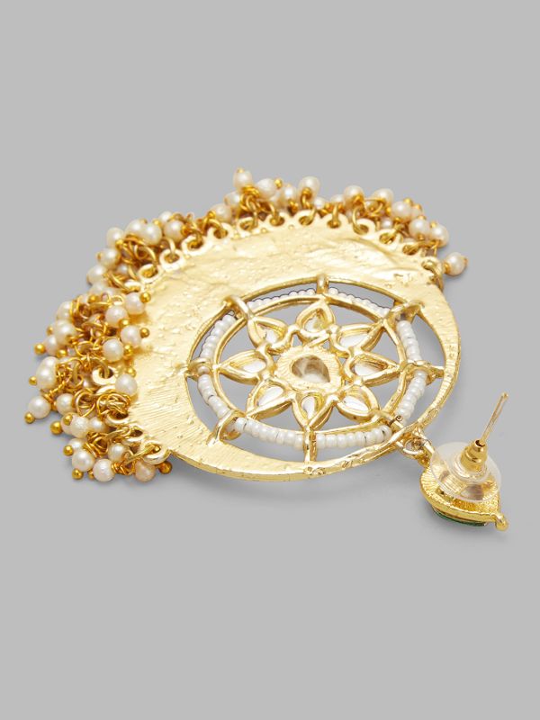 Globus Women Gold-Plated Circular Ethnic Jhumkas