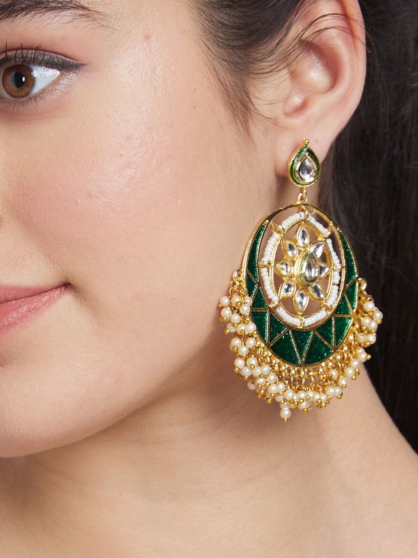 Globus Women Gold-Plated Circular Ethnic Jhumkas