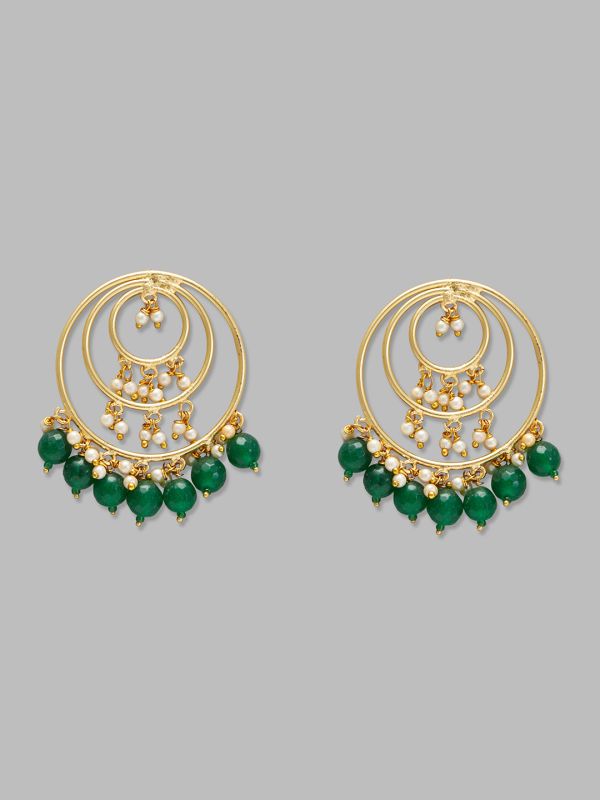 Globus Women Gold-Plated Circular Ethnic Jhumkas