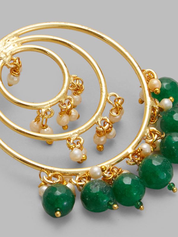 Globus Women Gold-Plated Circular Ethnic Jhumkas