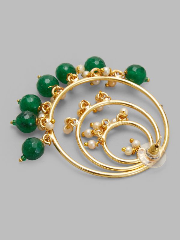 Globus Women Gold-Plated Circular Ethnic Jhumkas