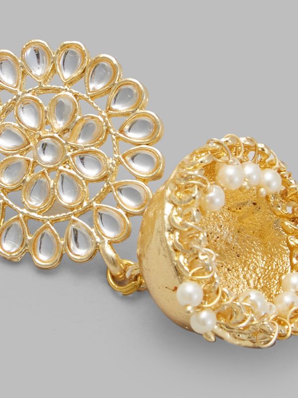 Globus Women Gold-Plated Dome Shaped Ethnic Jhumkas