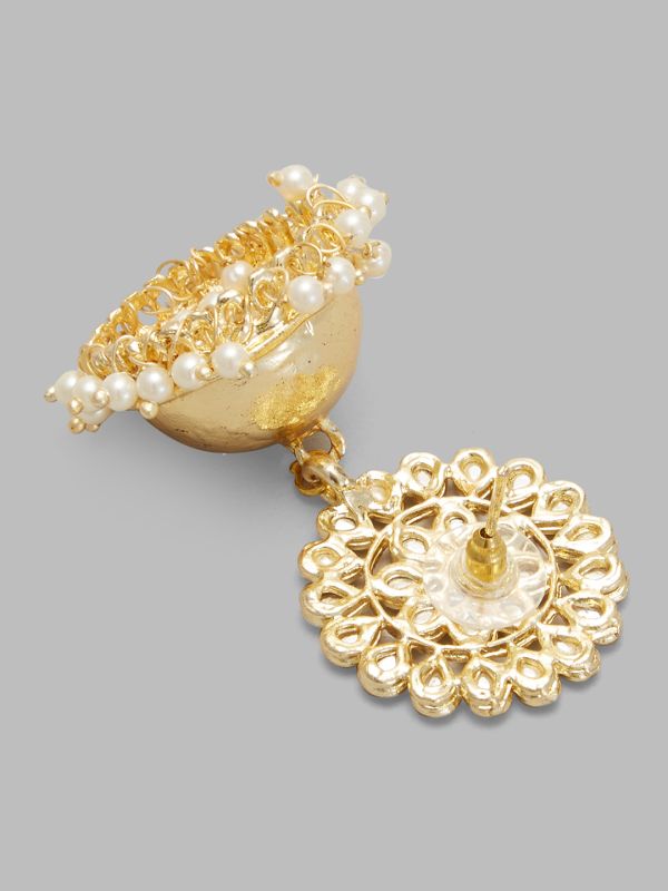 Globus Women Gold-Plated Dome Shaped Ethnic Jhumkas