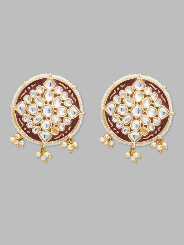 Globus Women Gold-Plated Circular Ethnic Jhumkas