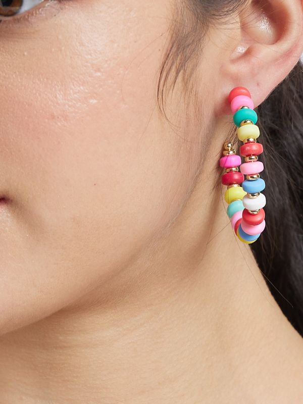 Globus Women Gold-Plated Spherical Hoop Earrings
