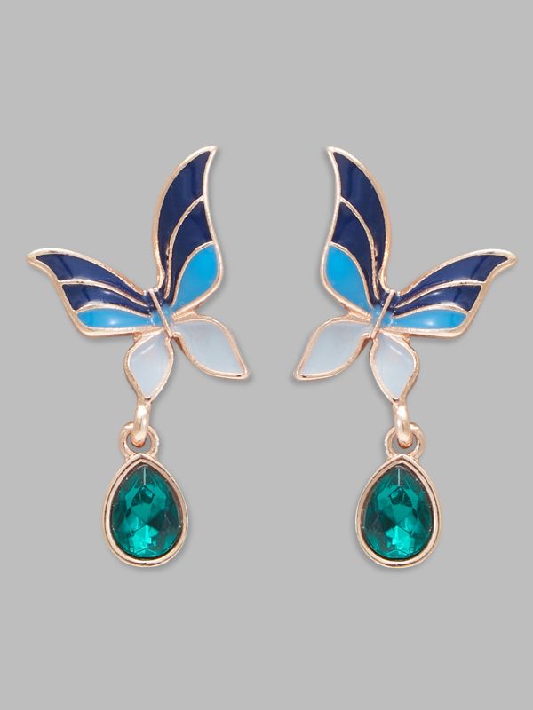 Globus Women Rose Gold-Plated Quirky Drop Earrings