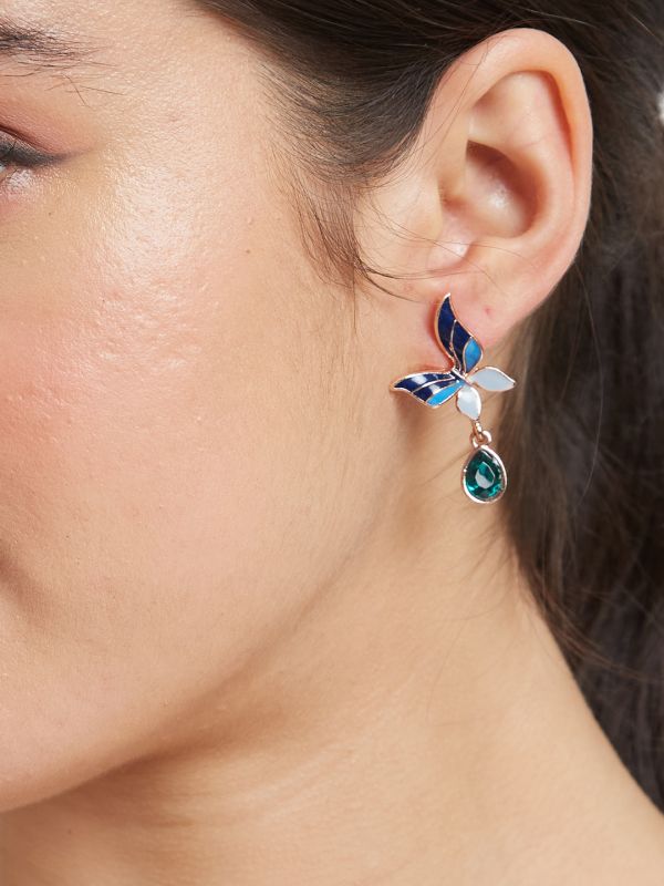 Globus Women Rose Gold-Plated Quirky Drop Earrings